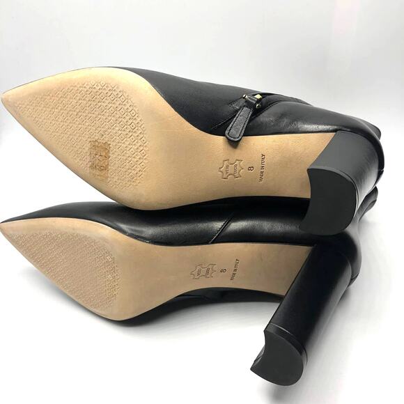 Tory Burch Womens Penelope Leather Ankle Pointed Toe Booties Black 8 New - Picture 8 of 10
